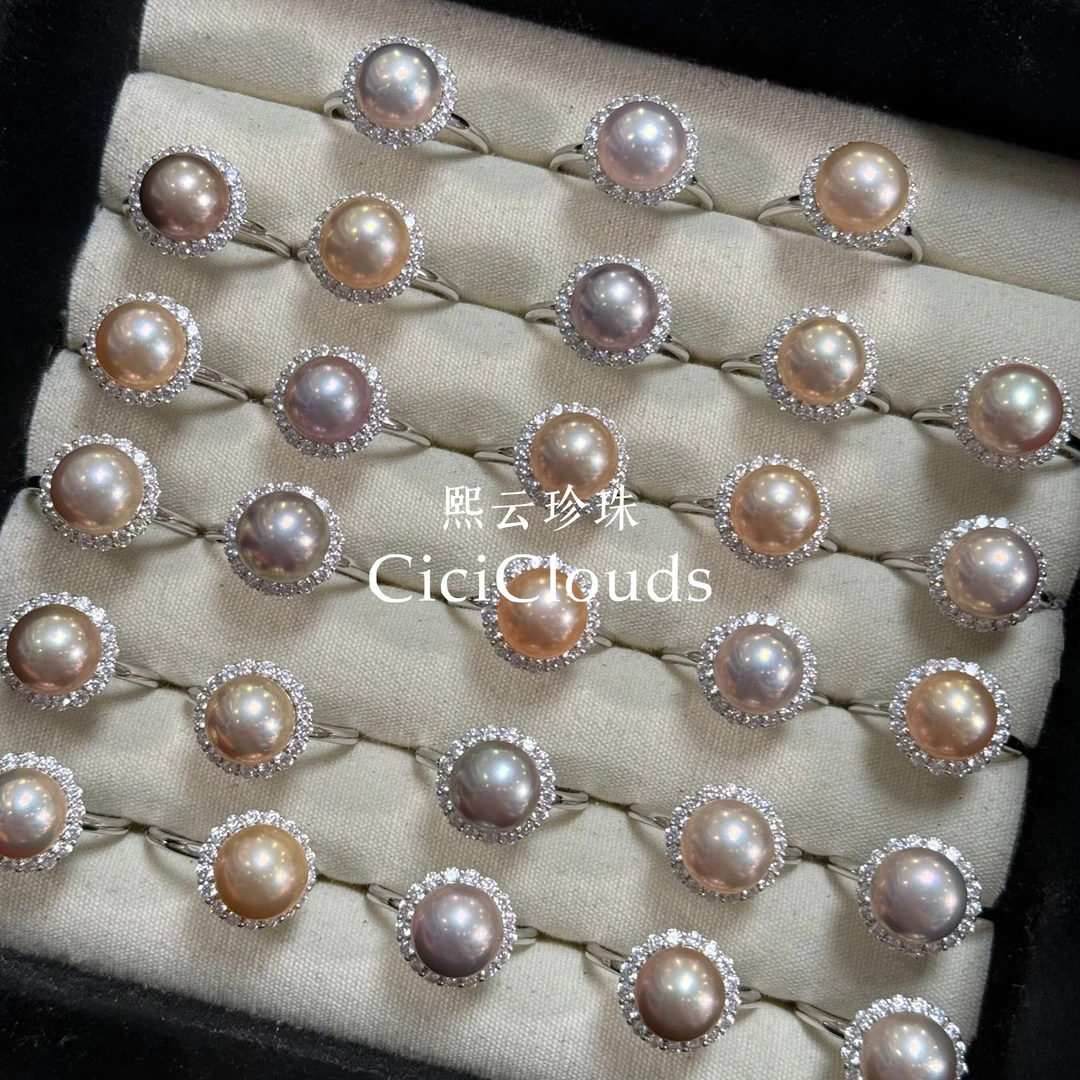 Q「梦幻馒头珠戒指」9.2-9.8mm s925银淡水珍珠（多样性发一）