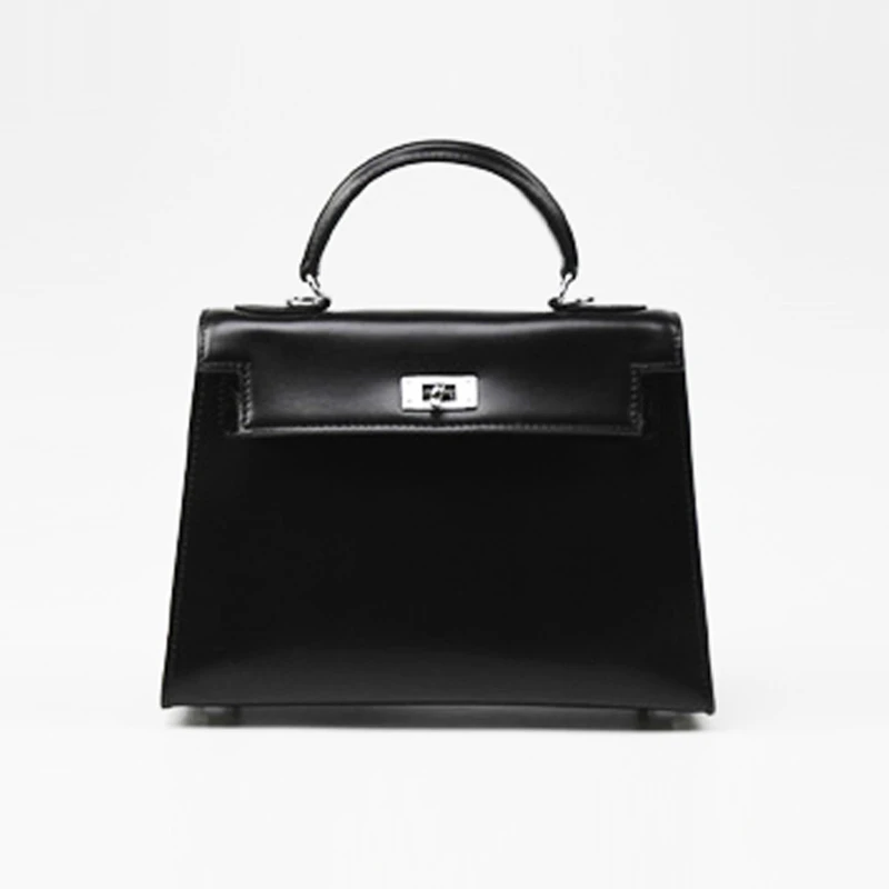 艾文手工皮具box皮25凯质感黑色手提斜挎包24新时尚休闲单肩大小