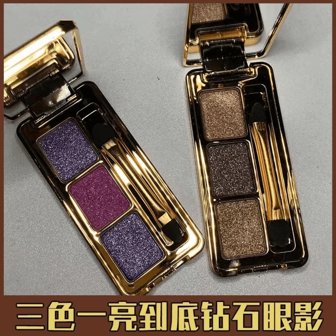 维妮小熊爆闪三色钻石眼影珠光细闪亮片提亮哑光奶茶大地色烟熏妆