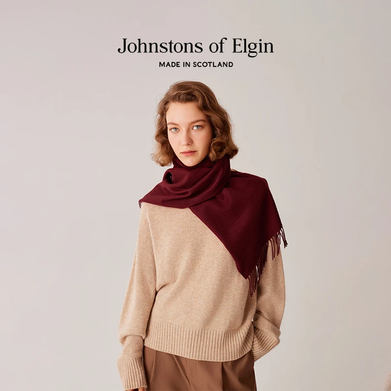 秋冬酒红色羊绒围巾男女礼盒礼物