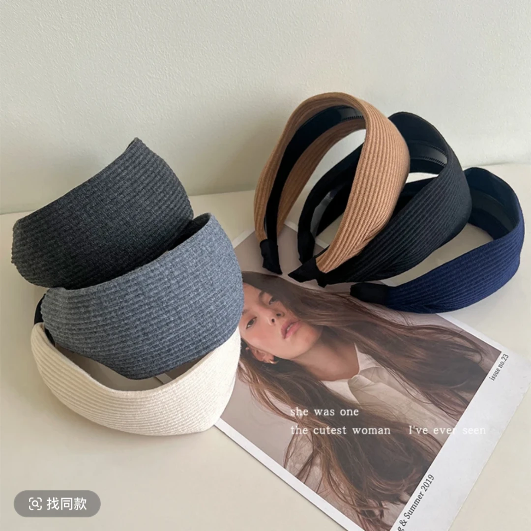易梦玲同款法式针织坑条宽边发箍女款高颅顶时尚运动头箍发卡发带