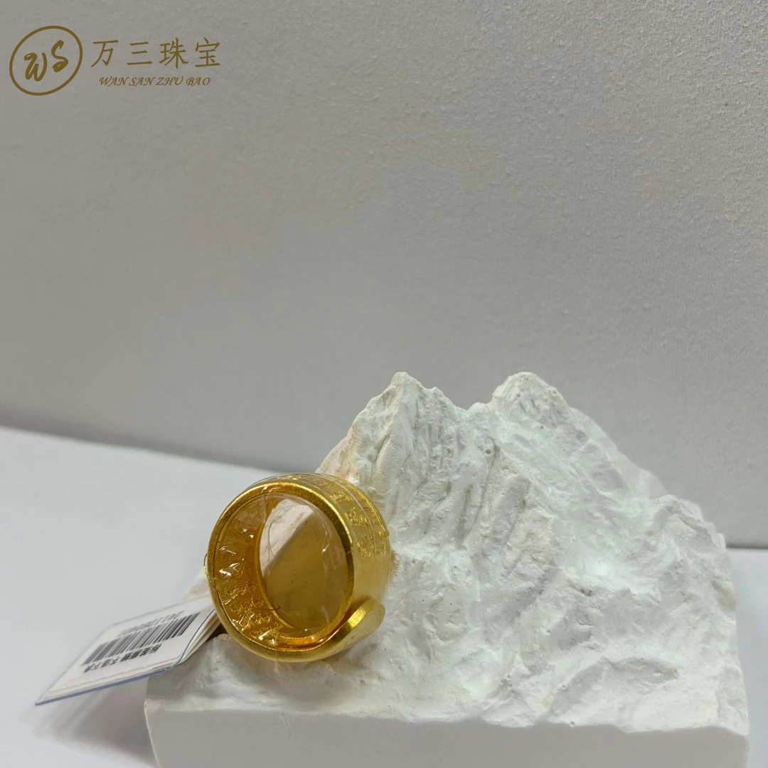 足银戒指 百福戒指 男款时尚情侣大气古法金色磨砂经典霸气气质