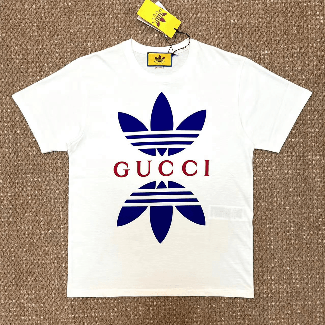 全新未使用 GUCCI/古驰  阿迪adidas联名款圆领白色Logo短袖