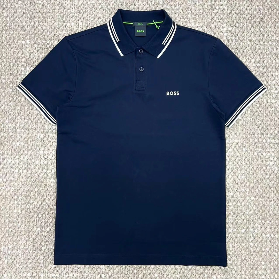 全新未使用  西子奢品/HUGO BOSS蓝色经典印花Logo短袖Polo