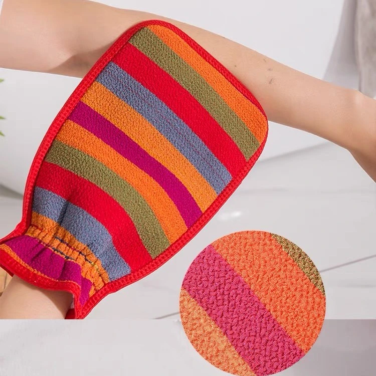 韩式彩虹条搓澡巾男女双面搓背洗澡巾沐浴手套搓灰粗砂洗澡用神器
