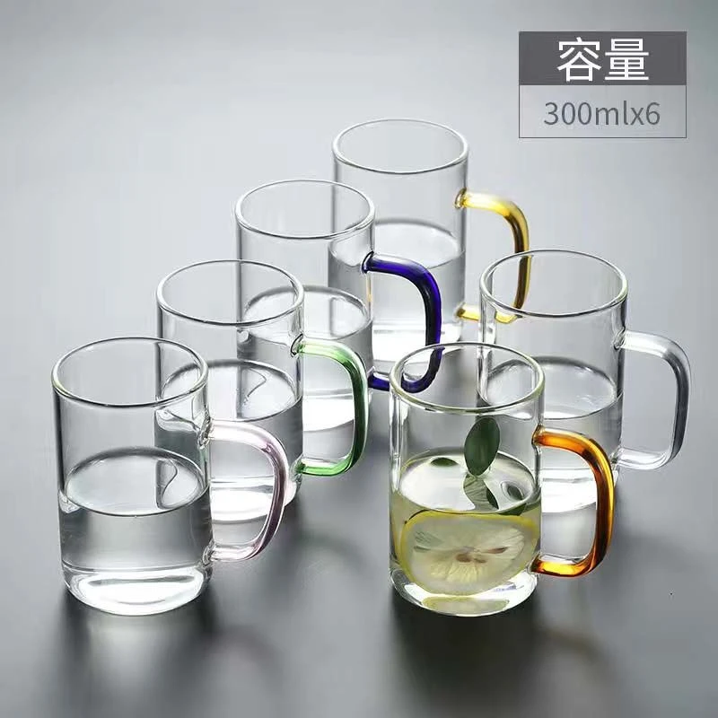 玻璃杯带把耐热简约牛奶杯喝水杯家用客厅泡茶杯家庭用茶水杯套装