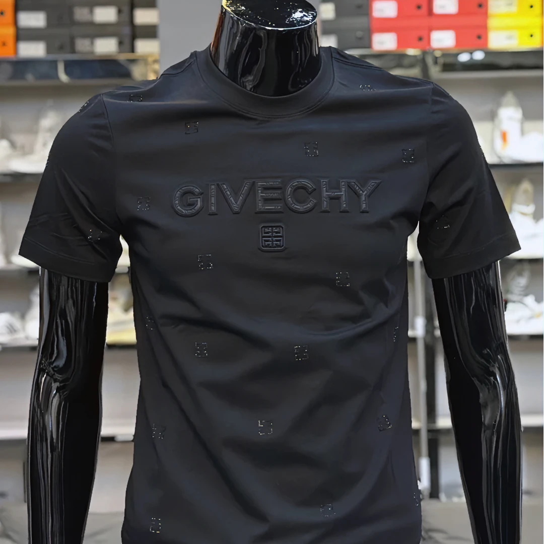 博斯 欧货时尚休闲短袖男士夏季网红爆款烫钻修身棉圆领半袖T恤男