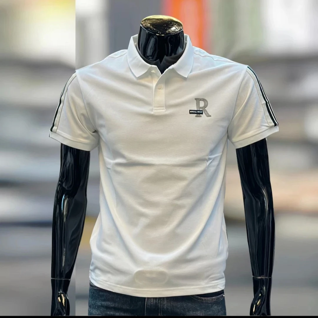 潮牌夏季新款男士polo衫肩章条纹拼接潮流百搭短袖t恤修身翻领