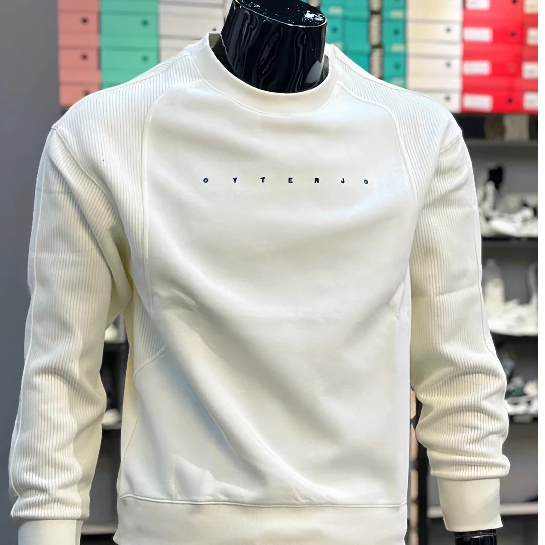 杰登利潮牌原创拼接贴布男款卫衣修身质感青年秋冬季圆领长袖上衣