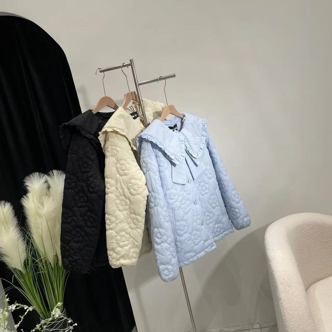 新款棉衣外套黑色米色蓝色 8147