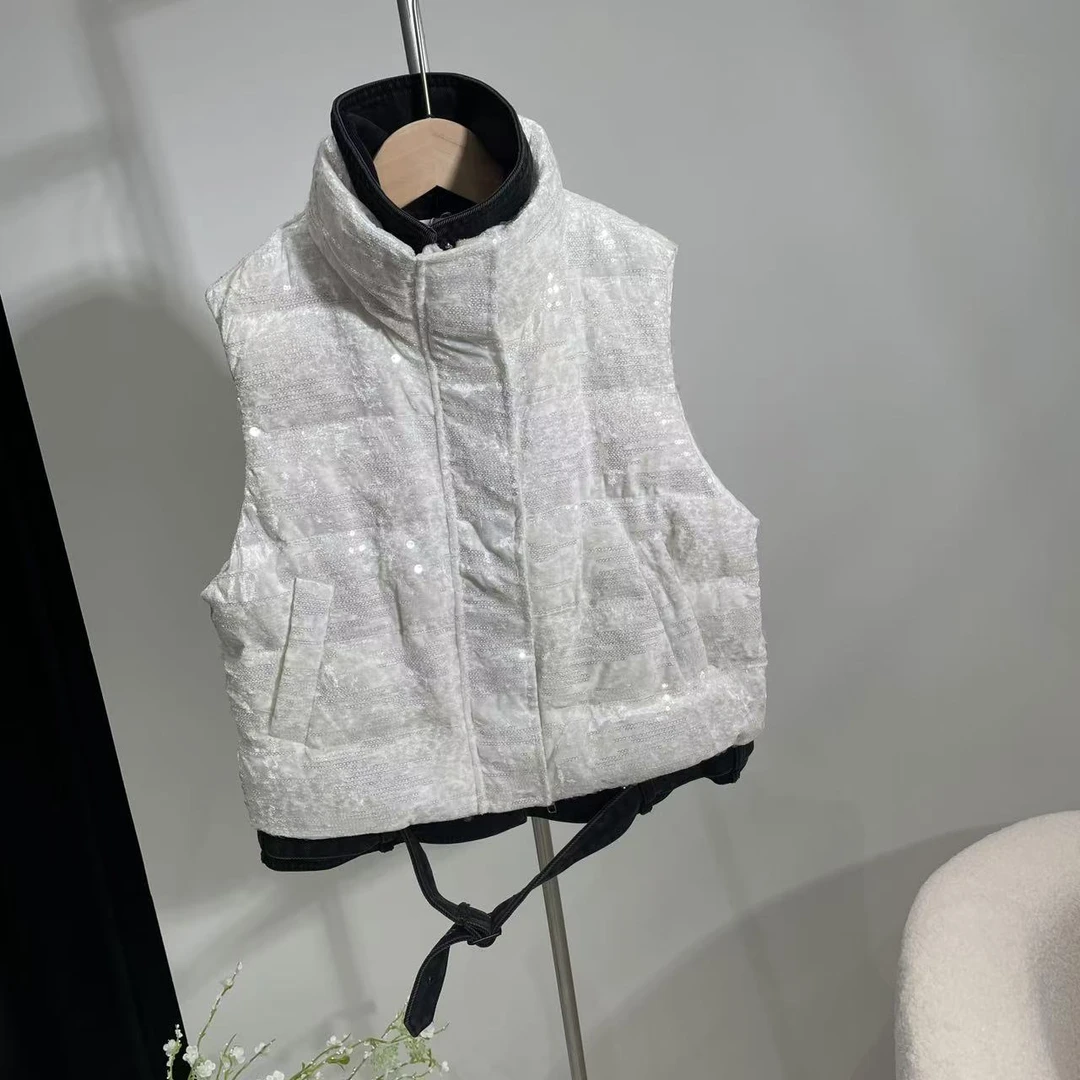 新款百搭羽绒马甲白色6107