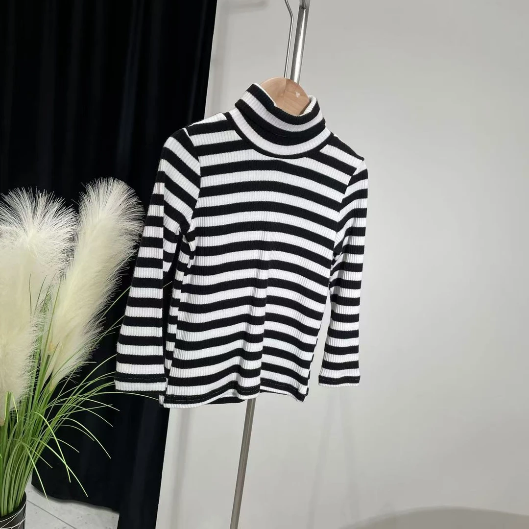 新款咖黑白条款T恤 5037