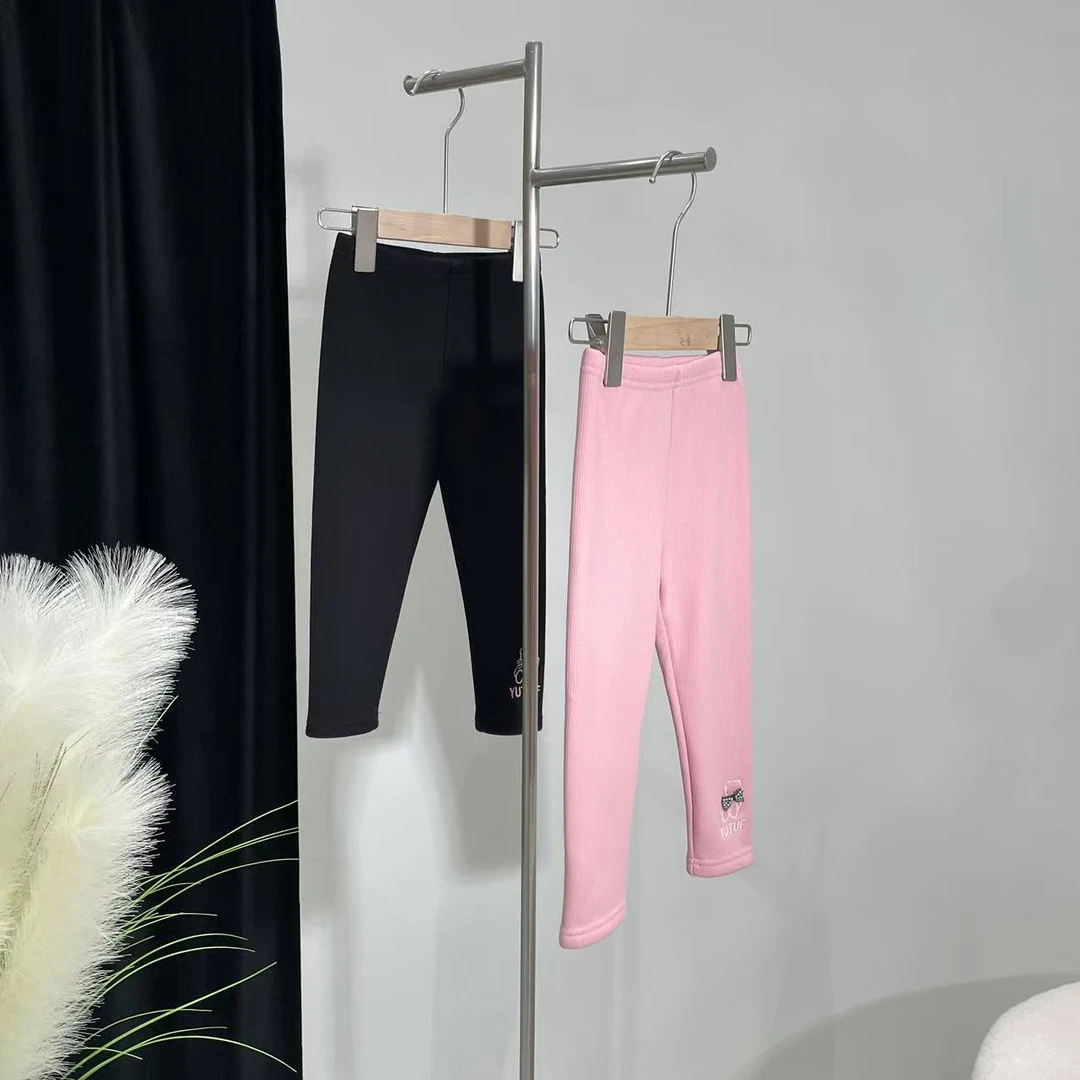 秋冬新款女童加绒裤子粉色黑色  1737