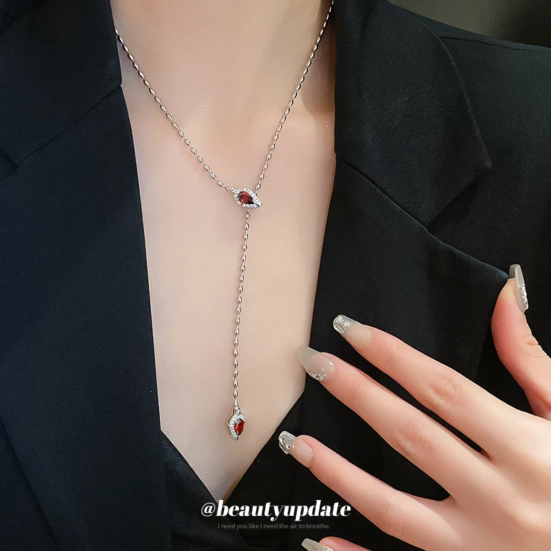 合金项链 简约锆石蛇形项链女轻奢锁骨链时尚小众冷淡风饰品配饰