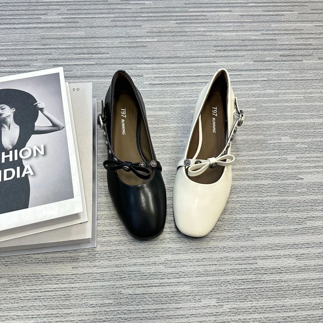 F2024法式小众设计玛丽珍时尚百搭圆头粗跟中跟浅口小单鞋6245