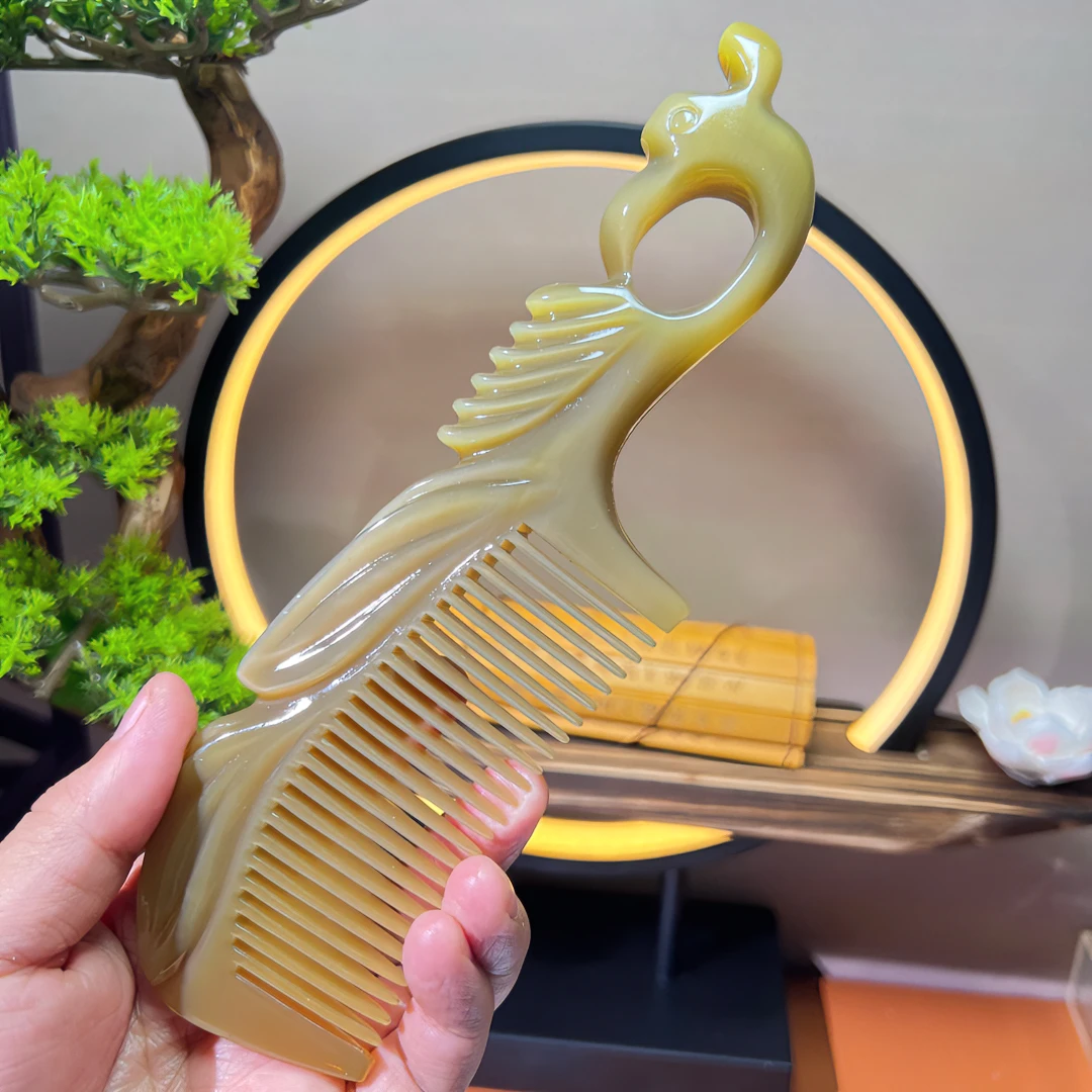 天然白水牛角梳精品凤凰梳加厚送人家用长发梳大号顺发护理