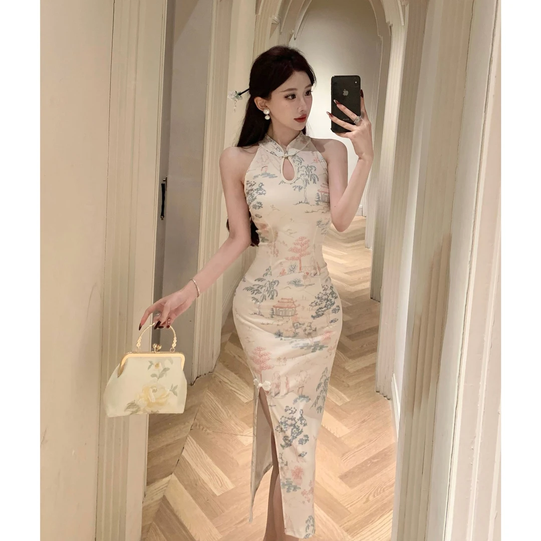 国风新中式改良旗袍风情万种的裙子夏季2024年高端精致礼服连衣裙