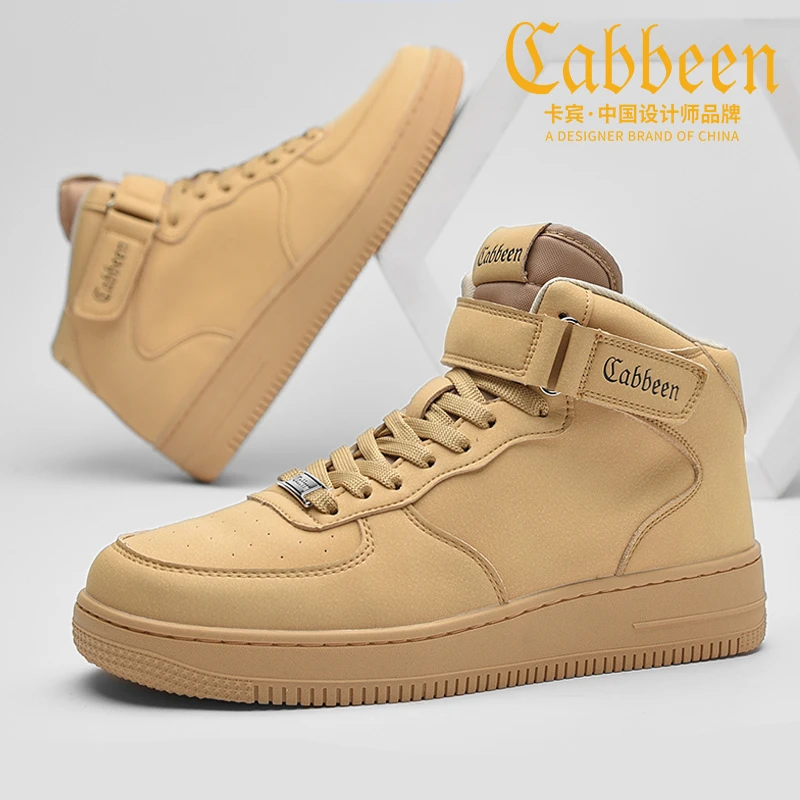 Cabbeen/卡宾空军aj一号男鞋冬季高帮鞋男韩版潮流鞋子棉鞋加绒鞋