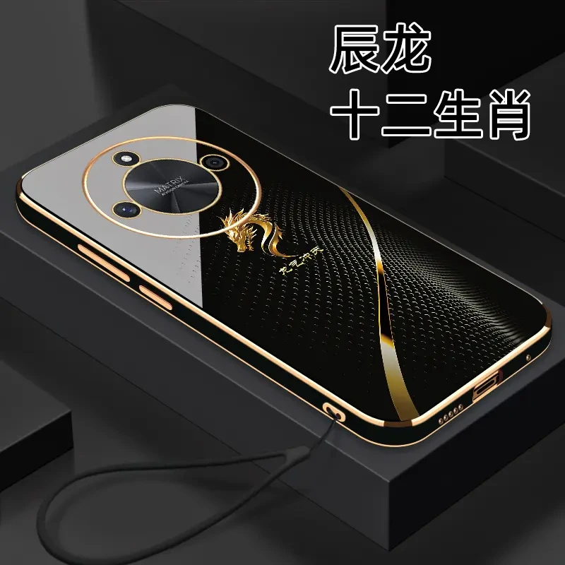 适用【荣耀X50】十二生肖个性创意高颜值防摔电镀硅胶手机软壳
