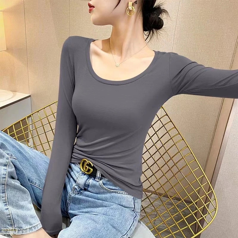 品质高货！女士秋冬百搭显瘦纯色圆领T恤FG580