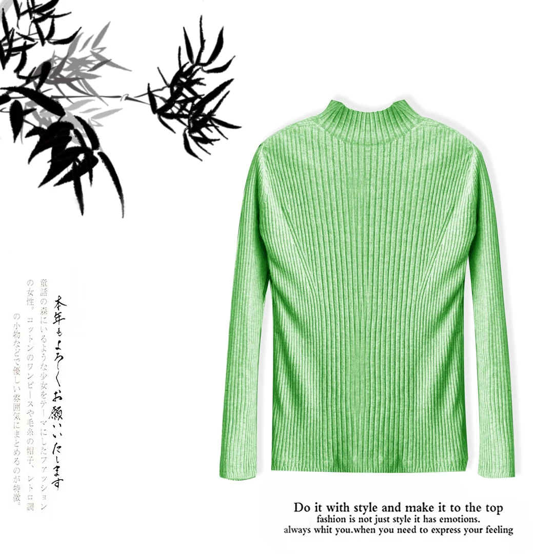 秋冬！半高领长袖修身针织不加绒打底衫FG981