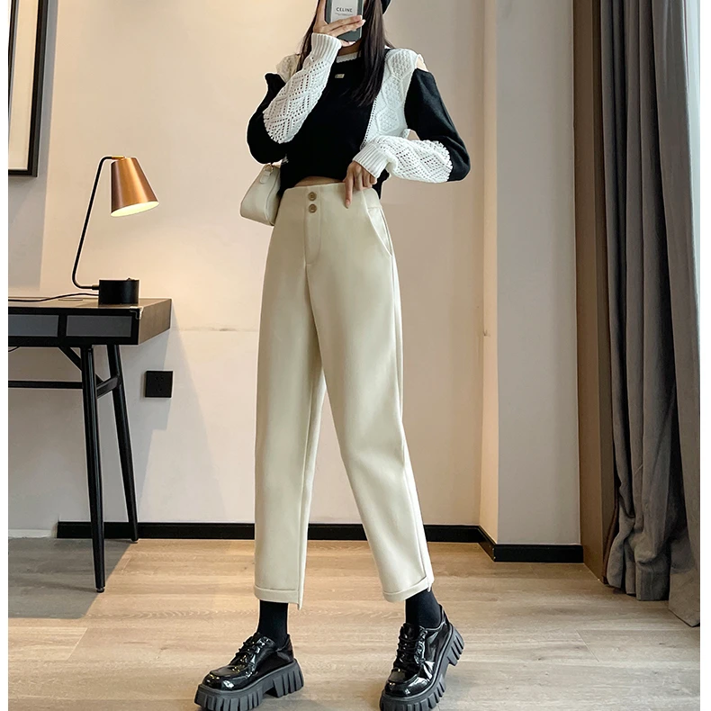 2024秋冬新款百搭毛呢哈伦裤！弹力高腰！收腹显瘦！ZJ001