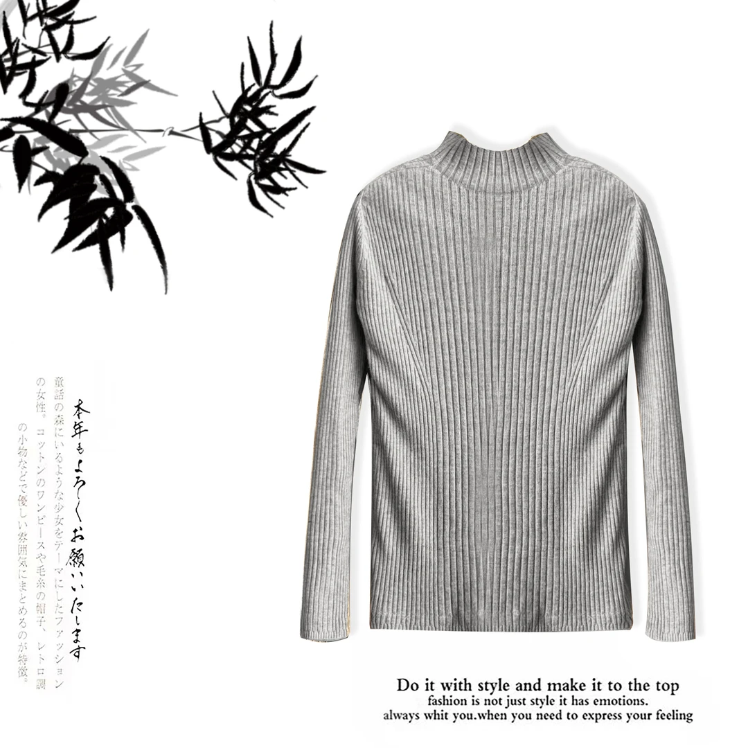 新款时尚气质半高领毛衣女爆款洋气针织打底衫女FG977