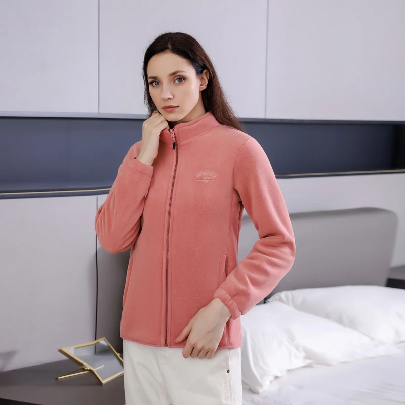 秋冬新款奥粒绒保暖外套女士加绒开衫运动卫衣2408
