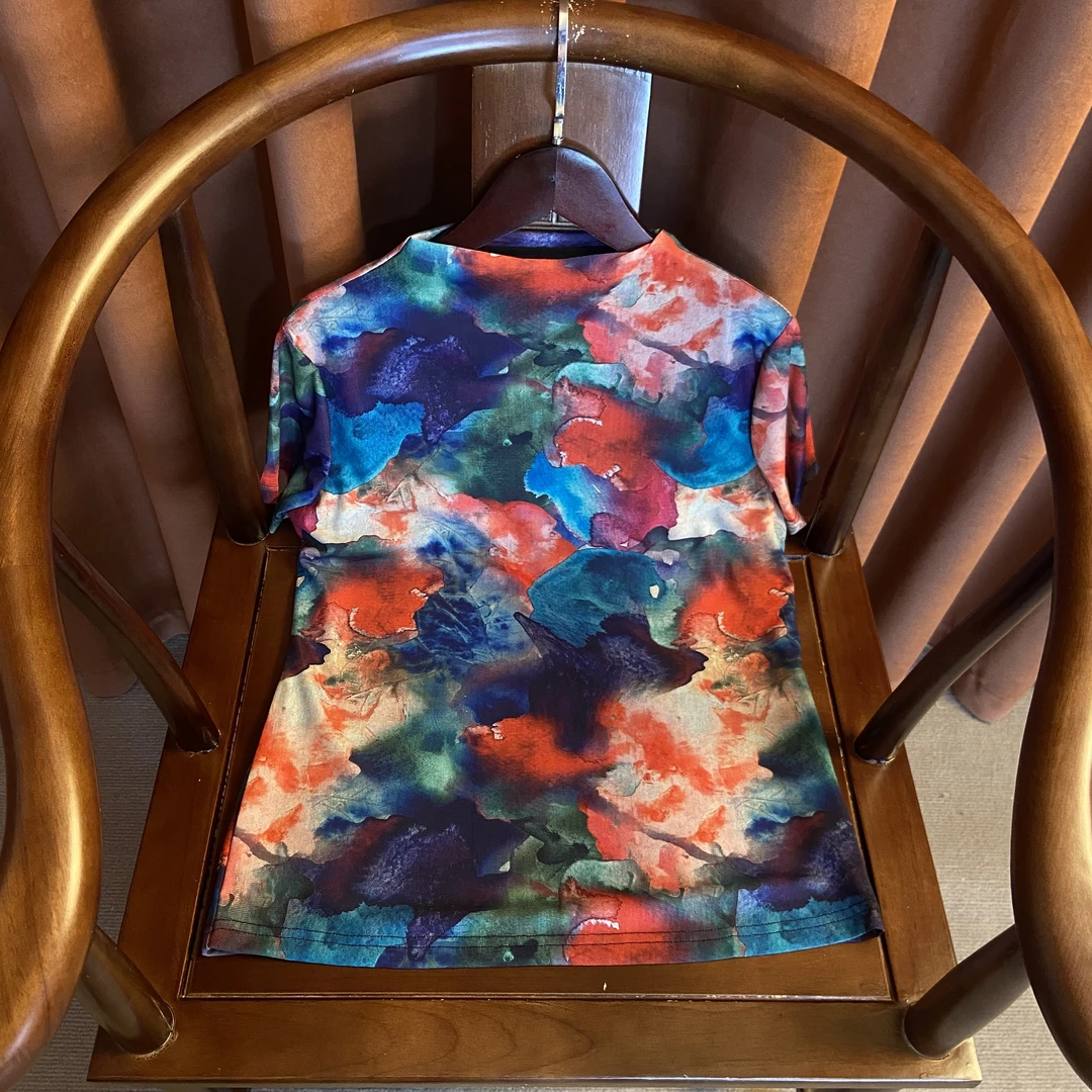 玉纱新中式短袖t恤女夏季2024新款半袖沙衣打底衫薄款沙沙上衣