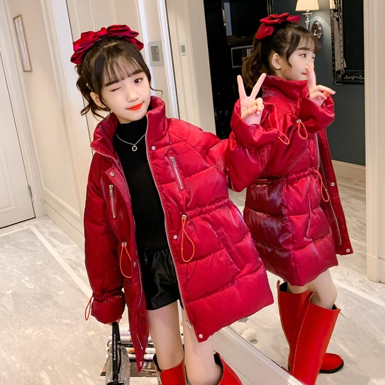 女童棉衣长款加厚中大童儿童洋气棉服保暖2022新款潮女孩棉袄