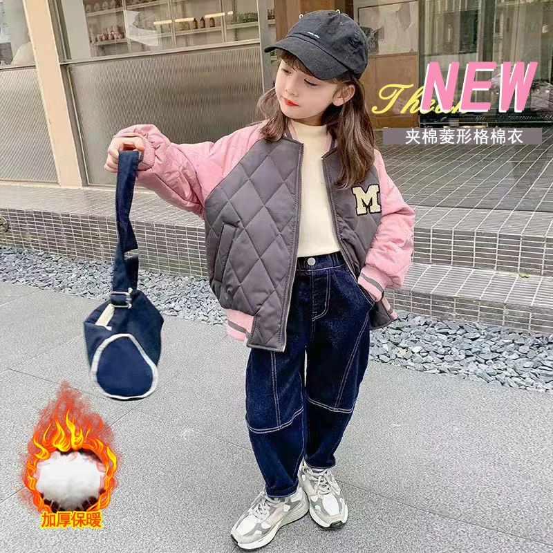 【现货】女童棉衣2024冬款新款棒球服外套加厚夹棉洋气中大童冬季