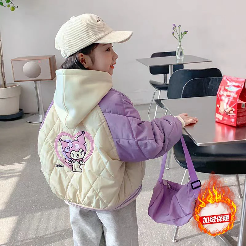 【现货】女童装绒加棉外套2025冲锋衣儿童棉衣女宝宝棒球服衣服