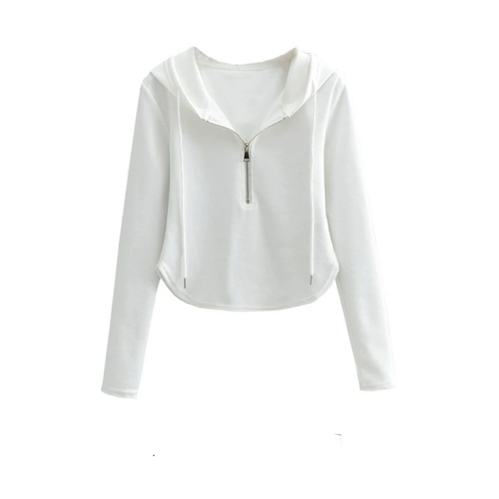 (大眼妹儿专属)索菲彩连帽半拉链长袖卫衣T恤66083