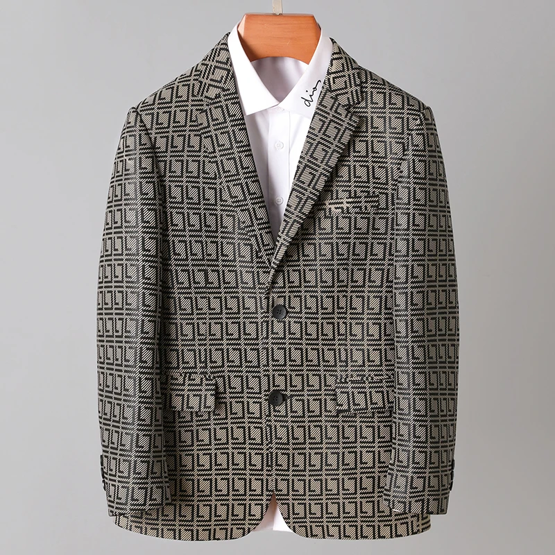 26A2301男士春秋头层绵羊皮 休闲修身商务时尚皮西服潮流轻奢外套