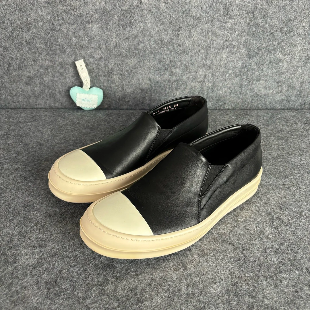 95新 RICKOWENS 欧文斯 黑白马皮面 一脚蹬 38码 99新 ylp1115