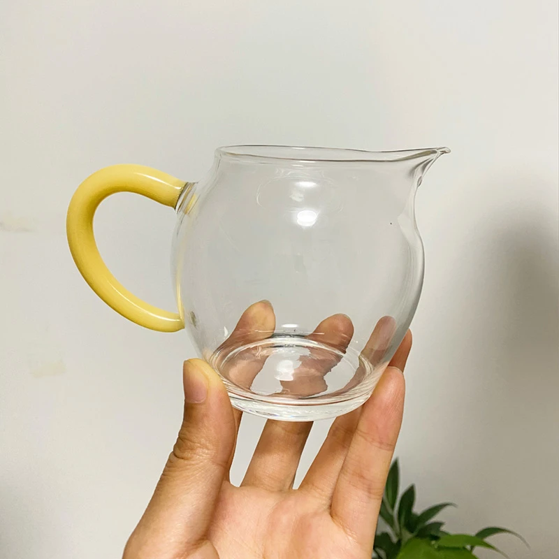 玻璃公道杯250ml玻璃茶器公道杯带把手茶海分茶器耐高温企鹅公杯