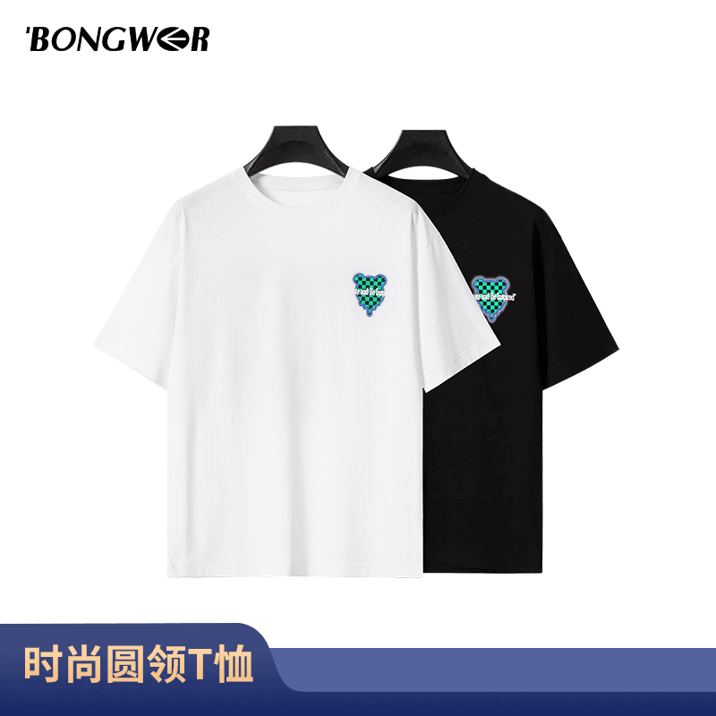 BONGWER新款潮流印花短袖T恤男女同款休闲百搭圆领上衣DS77603