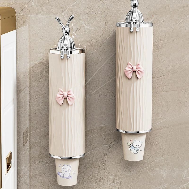 一次性杯子取杯器放纸杯桶杯架装水杯收纳储物盒防尘置物架子神器