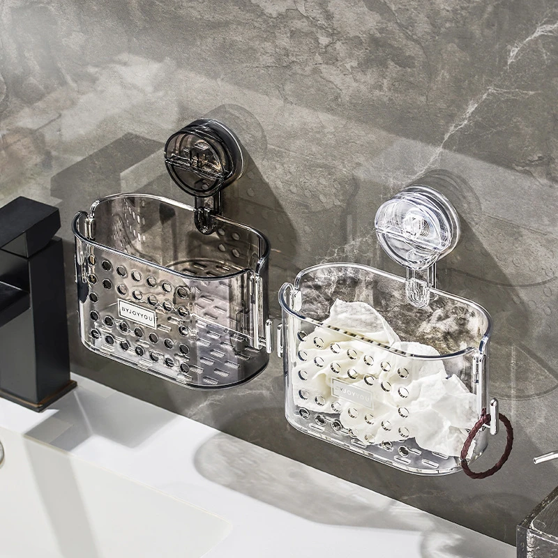 吸盘废弃洗脸巾收纳筐卫生间收纳盒厕所洗手台壁挂洗漱台置物架