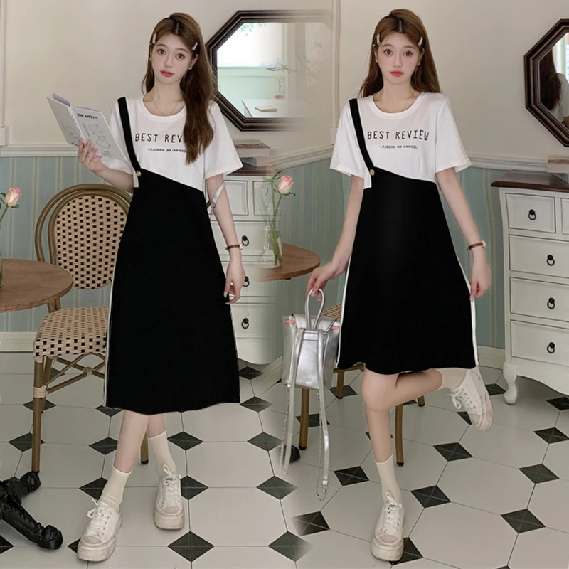 Q女夏季新款收腰显瘦假两件拼接洋气连衣裙-XYXL851