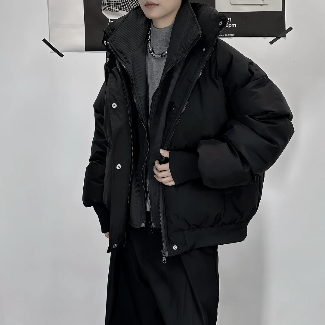 冬装韩版假两件棉服男女痞帅纯色系加厚立领棉衣休闲面包服外套潮