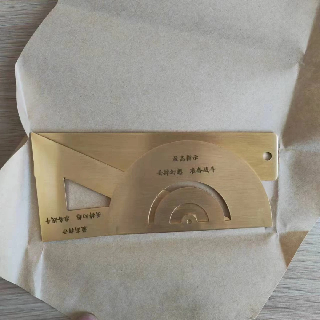 老货纯铜量尺直尺三角尺量角器