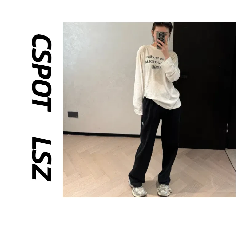 CSPOT  反光两色直筒裤男女同款