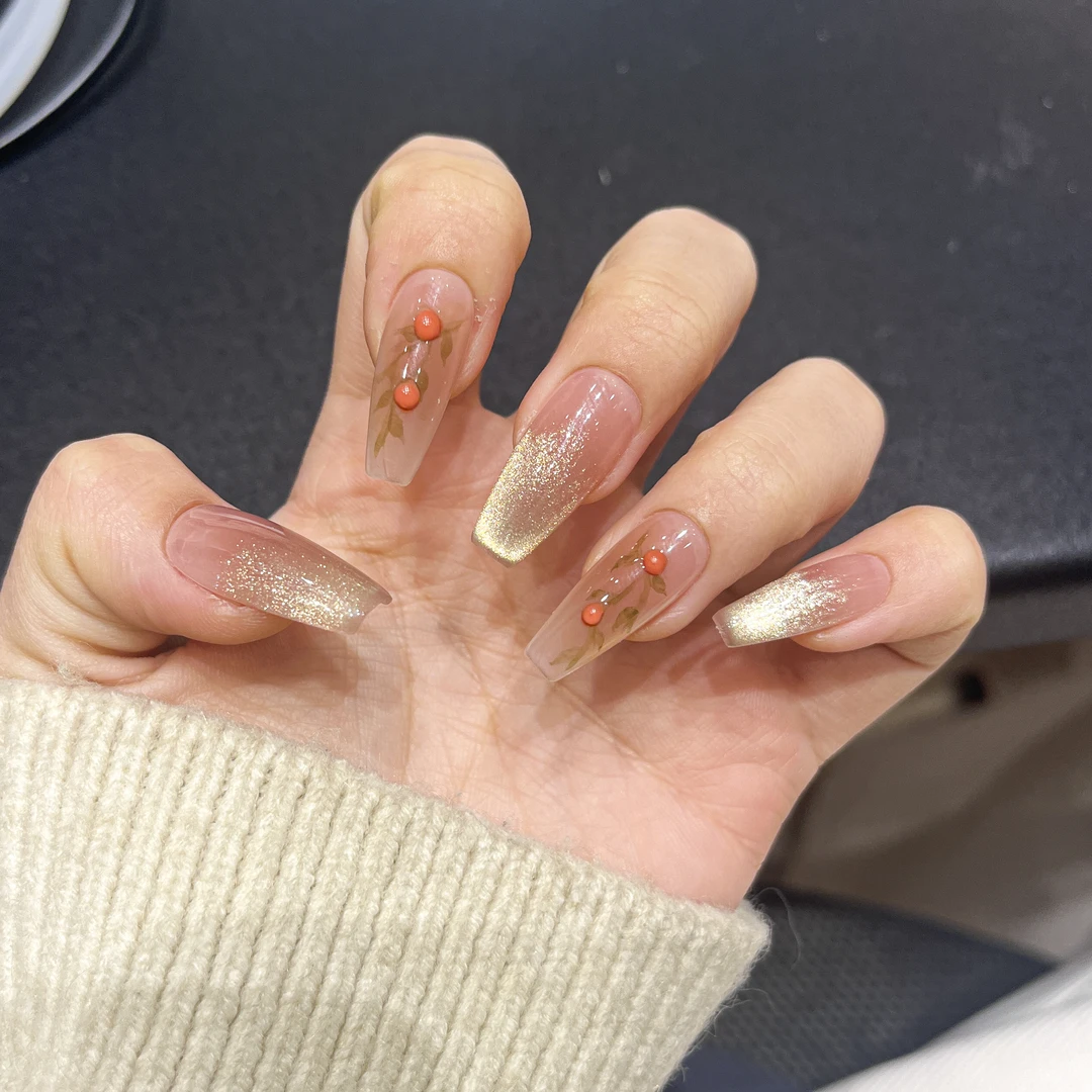 【柿柿如意】手工穿戴甲夏季新短款美甲片猫眼法式轻奢高级