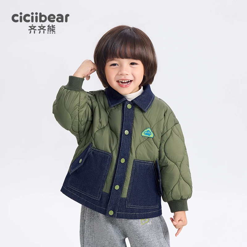 【防褪色牛仔】加绒棉服外套男童冬季儿童保暖夹棉棉袄Q102556