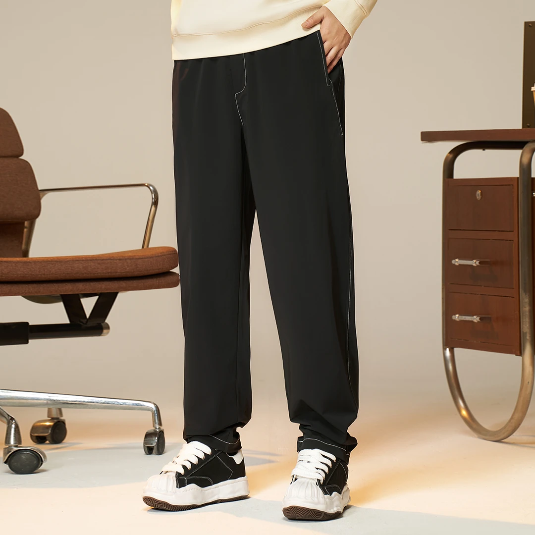 【明线拼接显腿长】森老板大码裤子四季显瘦宽松弹力高档直筒小西裤
