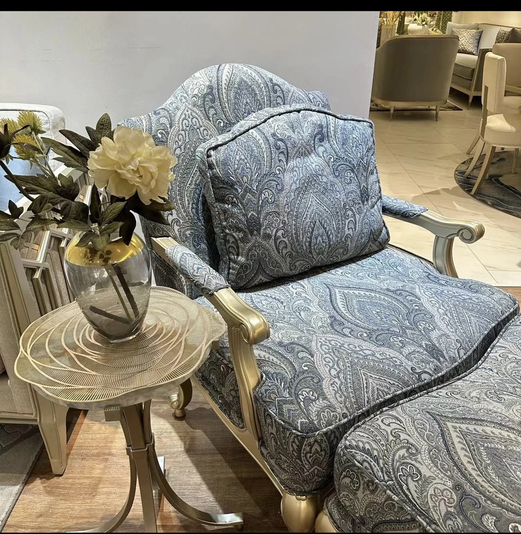 美欧式方几实木休闲椅品牌同款美式轻奢风格休闲客厅粉色单人沙发