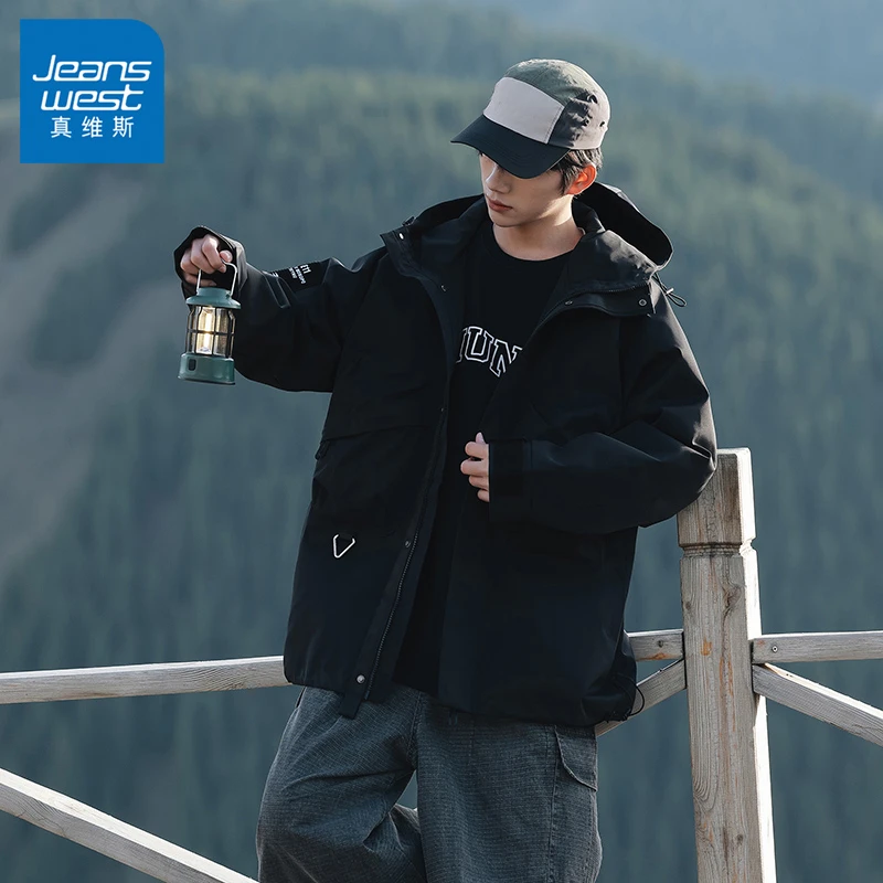 真维斯男士休闲百搭2025冬季新款夹克潮流宽松户外防风休闲男外套