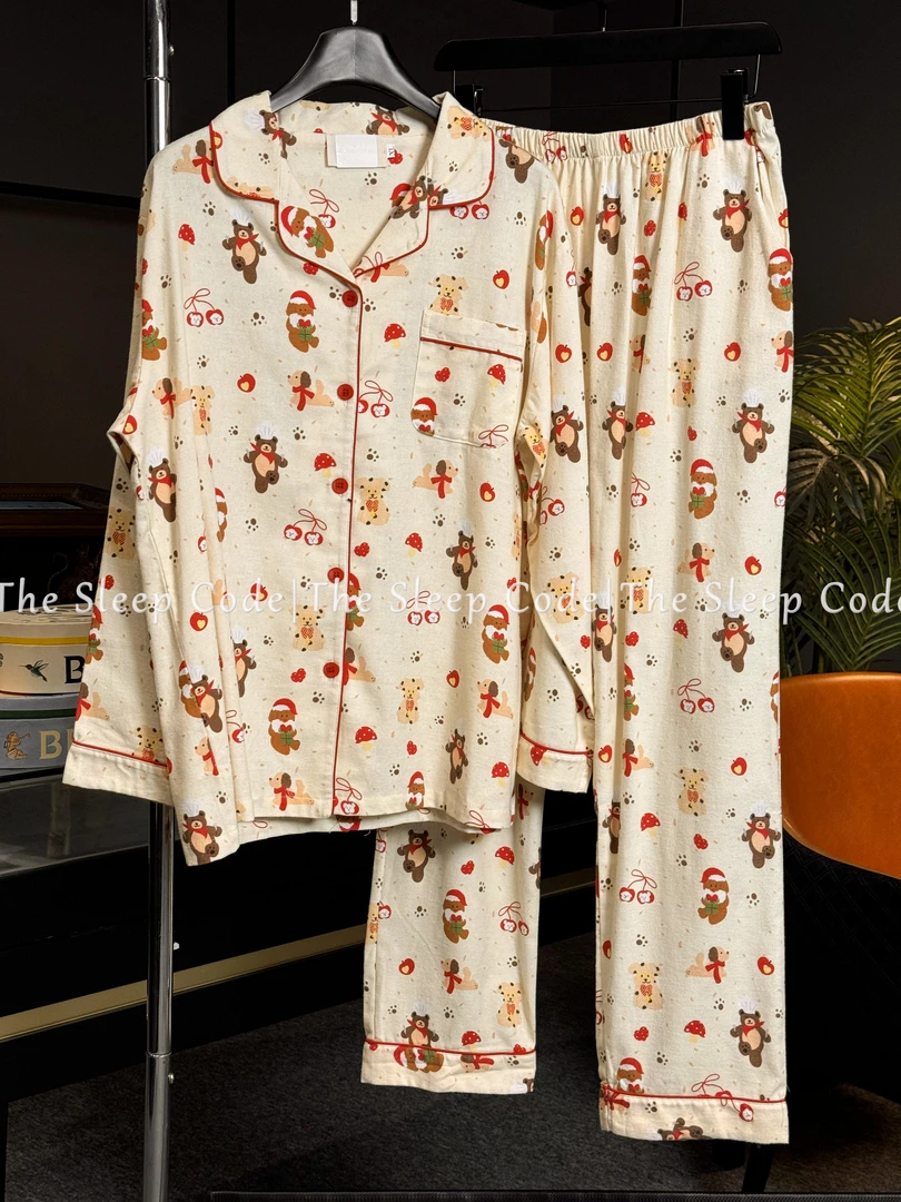 【圣诞派对纯棉款】 秋季新款潮牌可外穿棉质居家睡衣服套装