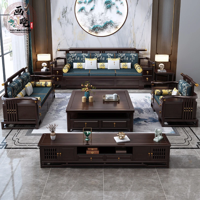 简约别墅木质家具古典新中式储物高箱家用新中式家具禅意实木家具